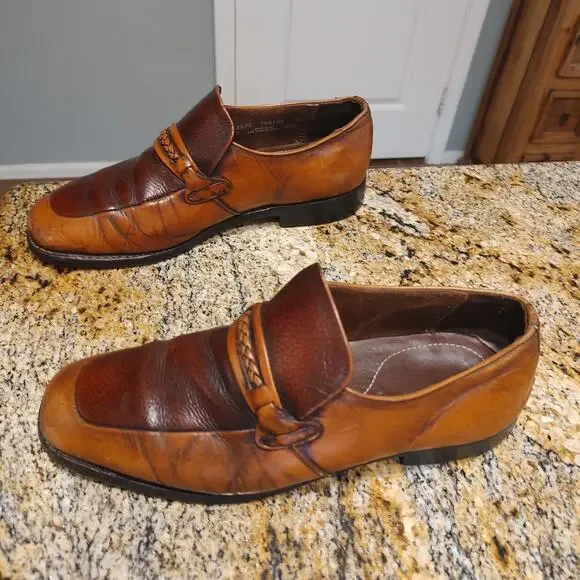Vintage Nunn Bush Brown Leather Loafers Size 8 1/2 EEE ID 944100